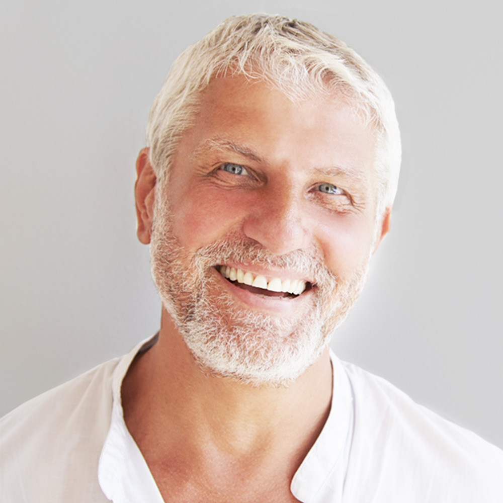White-haired man with nice smile